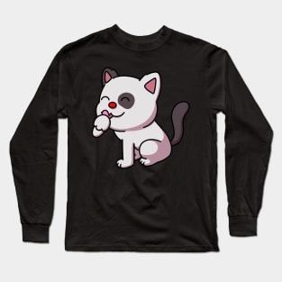 Cute Cat With Red Nose Long Sleeve T-Shirt